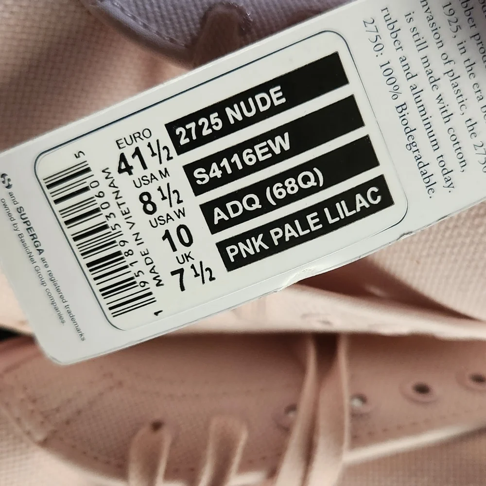 Superga NWT Pink Pale Lilac 2750 Women Sneakers Size 10 - Picture 10 of 11